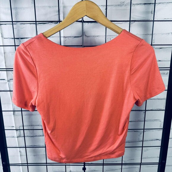 Wasabi + Mint Coral V-Neck Cropped Tee – Size M - Picture 3 of 6